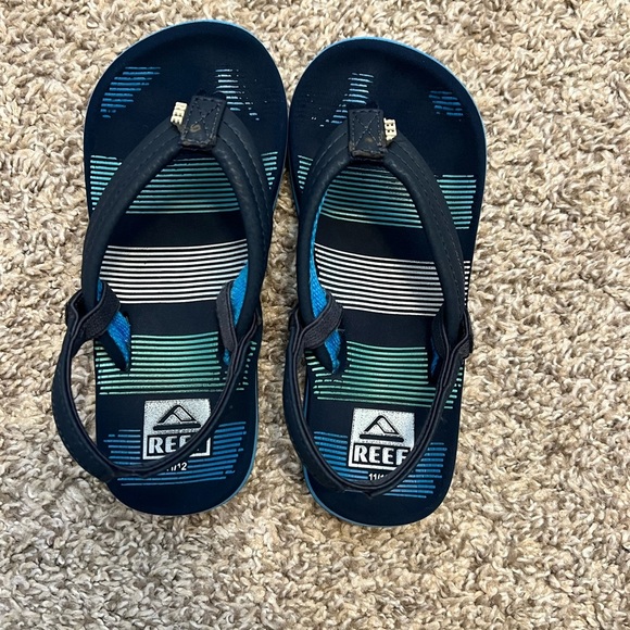 Reef Other - Reef Blue and Black Flip Flops with Striped Design